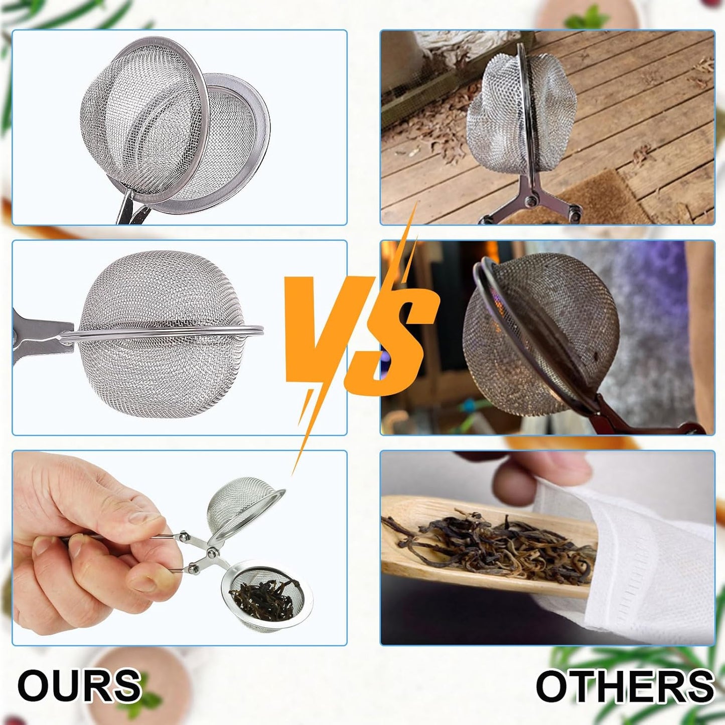 Tea Strainers for Loose Tea, 4 Pack Tea Infuser with Handle Fine Mesh Tea Ball Filter Tea Diffusers Steeper for Loose Leaf Tea, Spices, Seasonings - Product image 4