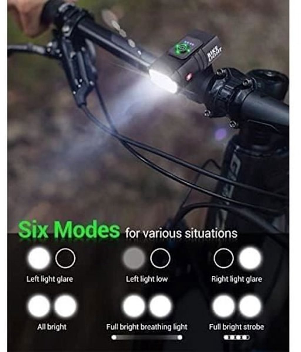 Bicycle Lights - Bicycle Headlights - Bicycle Rear Lights - Bicycle Lighting Sets - 6 Light Modes - USB Rechargeable - IPX5 Waterproof - Mountain Bike Lighting - Product image 4