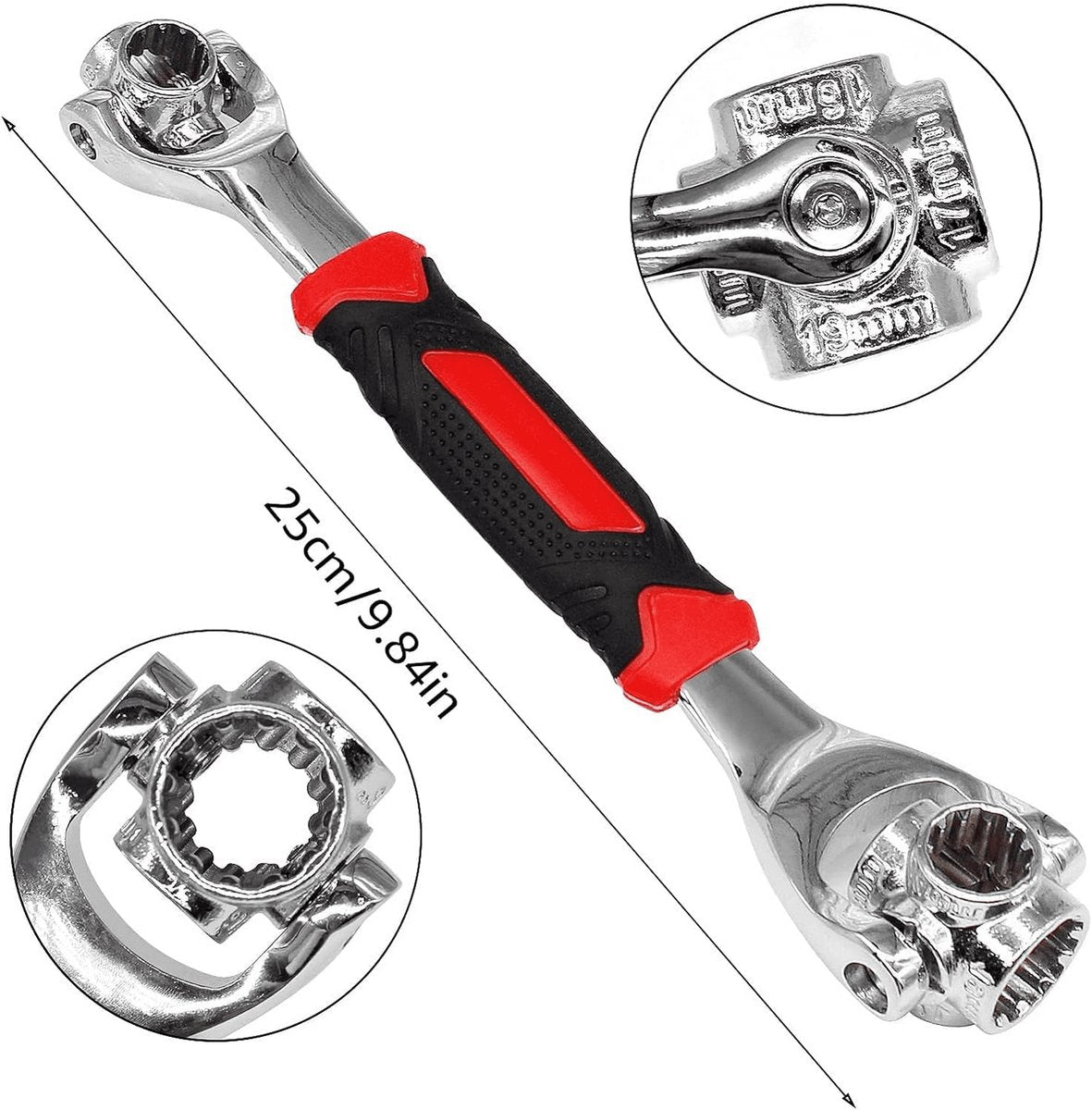 52-in-1 Socket Wrench - Adjustable Wrench - Universal Stainless Steel Wrench - Multifunctional Wrench - With 360 Degree Rotating Head - Suitable for Home, Bicycle and Car Repairs - Product image 7