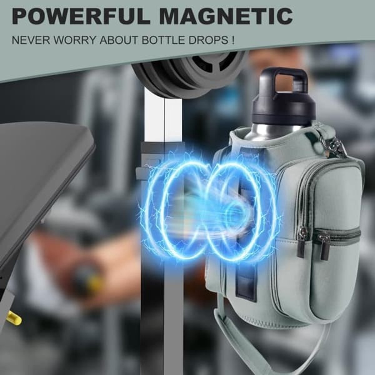 Magnetic Sports Bag with Adjustable Shoulder Strap - Includes Water Bottle Holder and Pocket - for Sports, Workouts, Travel & Work(Blue) - Product image 5