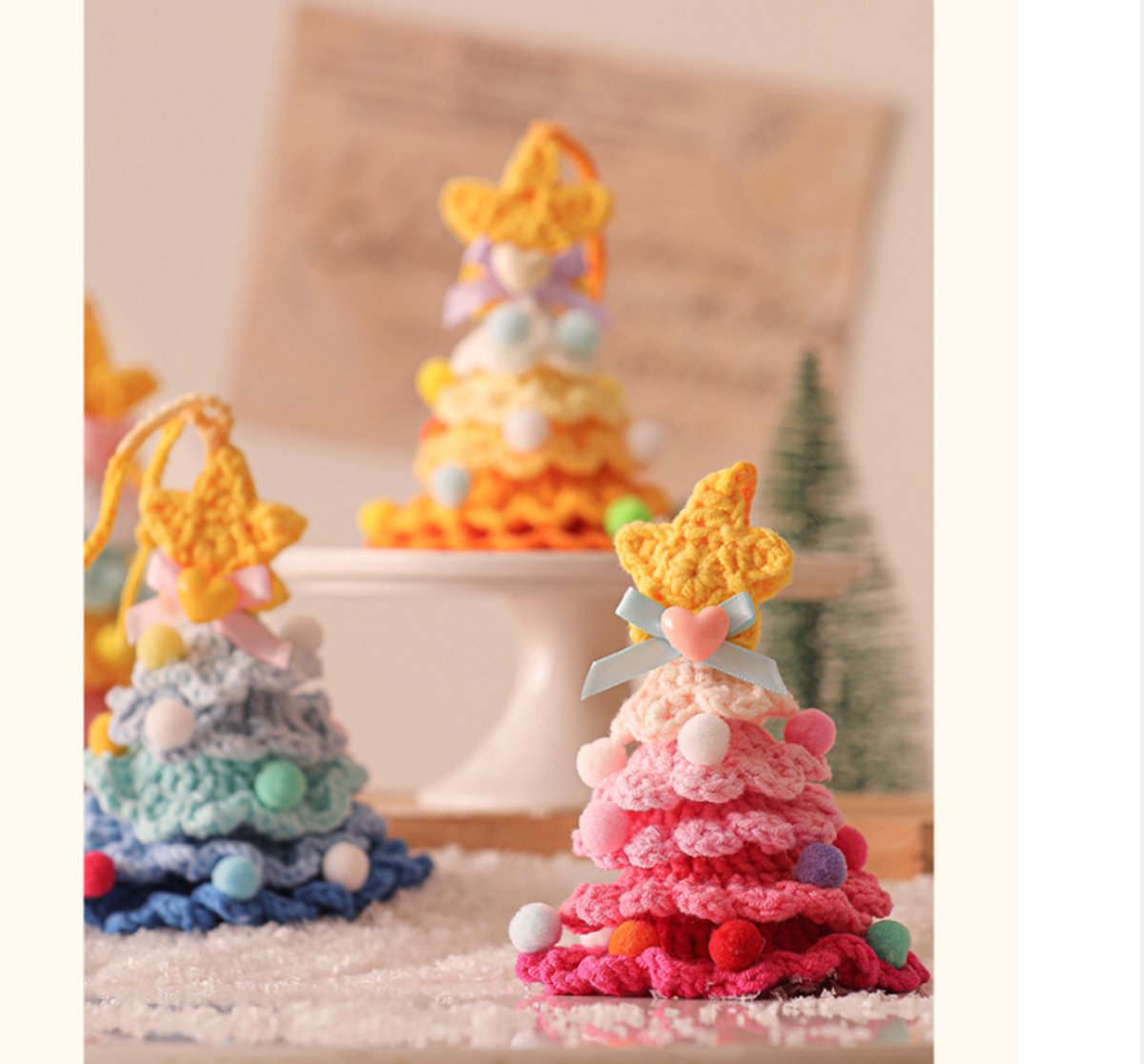 Christmas Decorations - Crochet Christmas Tree Bell Decorations - Small Christmas Decorations - Car Decorations - Style D - Product image 5