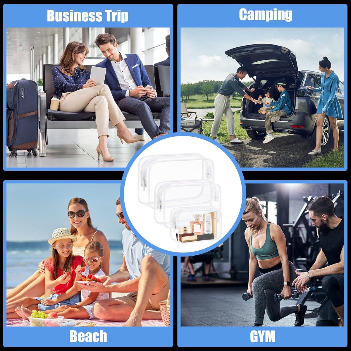 Storage Bag - 4 Pieces - Portable Storage Bag - Simple Makeup Bag - Foldable - Transparent - Product image 3