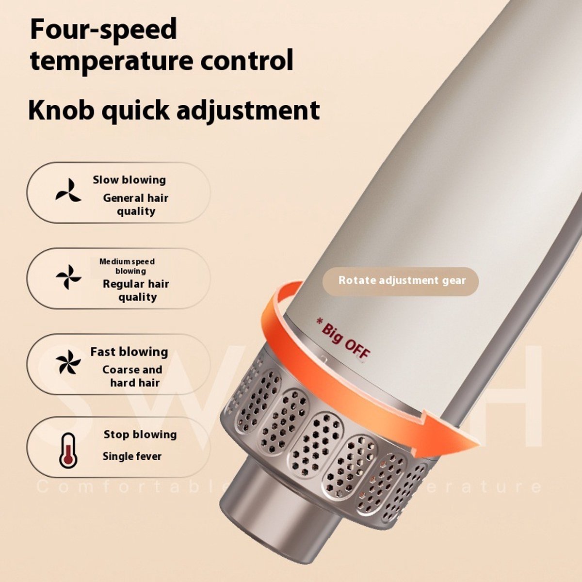 3-in-1 Multistyle Hair Dryer - Dryer, Styling Brush & Curling Iron - Hair Dryer Brush - Curling Brush - 650W, 4 Adjustable Settings - Product image 4