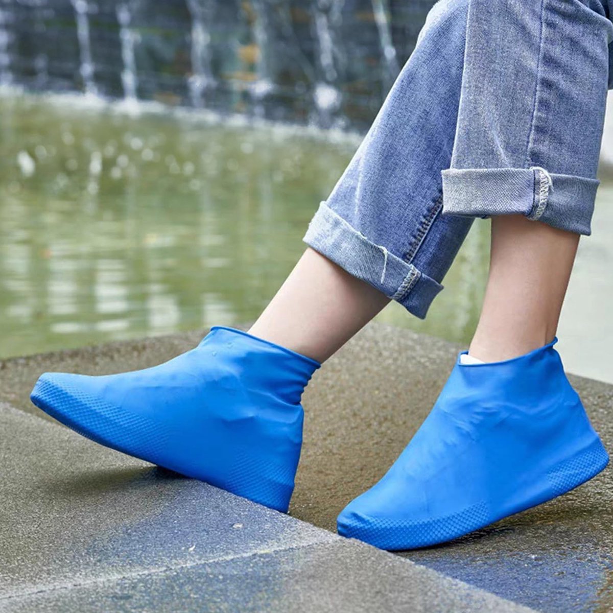 Overshoes - 1 Pair - Waterproof Silicone Overshoes - Reusable, Non-slip, Suitable for Outdoor Activities (Blue - Size L) - Product image 5
