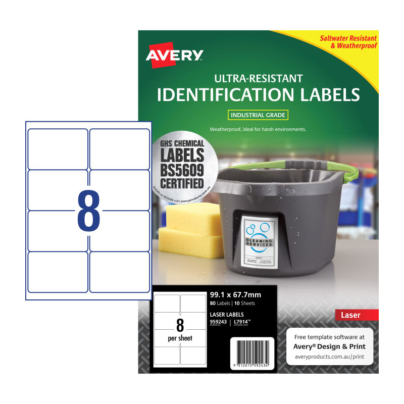 AVERY Label Outdoor L7914 8Up Pack of 10 - Main product image