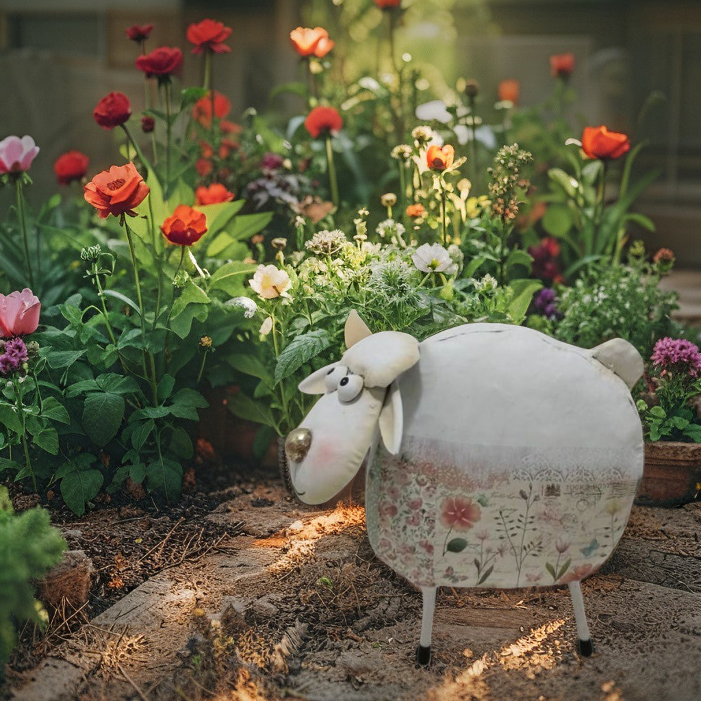 Pink And Green Floral Sheep 22cm - Product image 2