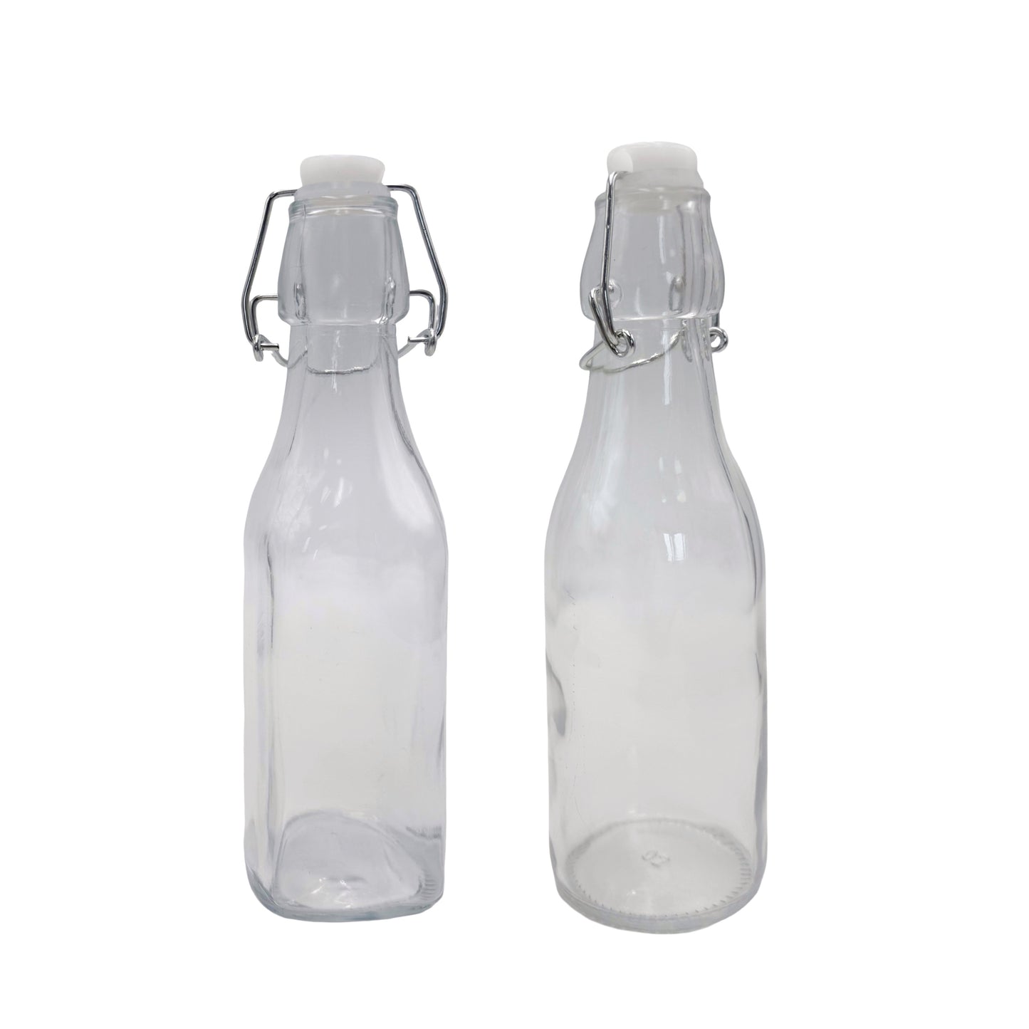 bulk 24 Clear Glass Bottle w Clip Lid 250ml 2 Asst 20cm - Main product image