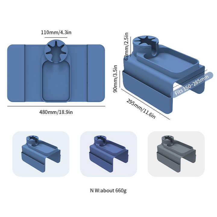 Dark Blue Multi-Functional Silicone Couch Cup Holder with Storage Organizer | Durable and Creative Armrest Tray - Product image 5