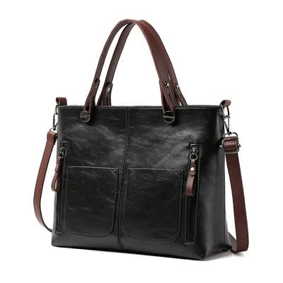 Women's Classic PU Leather Tote Bag with Double Handles - Multi