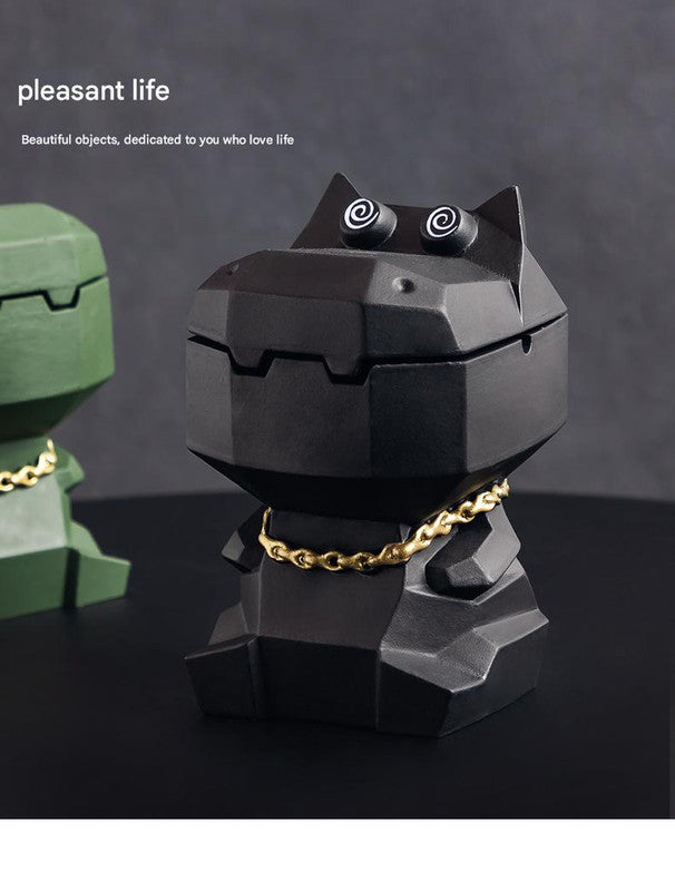 Hippo Ashtray with Lid - Stylish Geometric Decor for Home and Office(Blue) - Product image 8