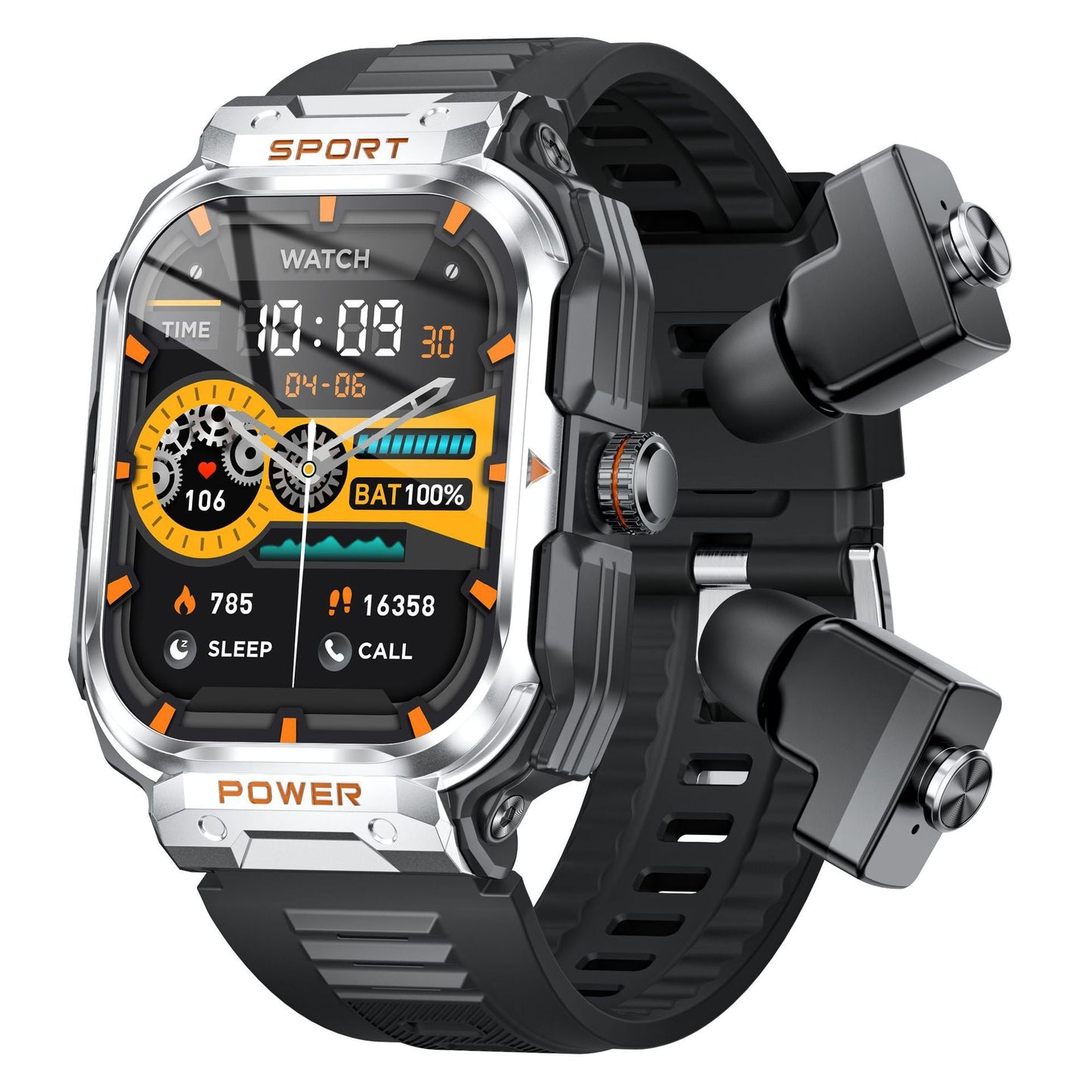 2 - in - 1 Smartwatch with Earbuds and 2.01 - Inch HD Screen for Sports