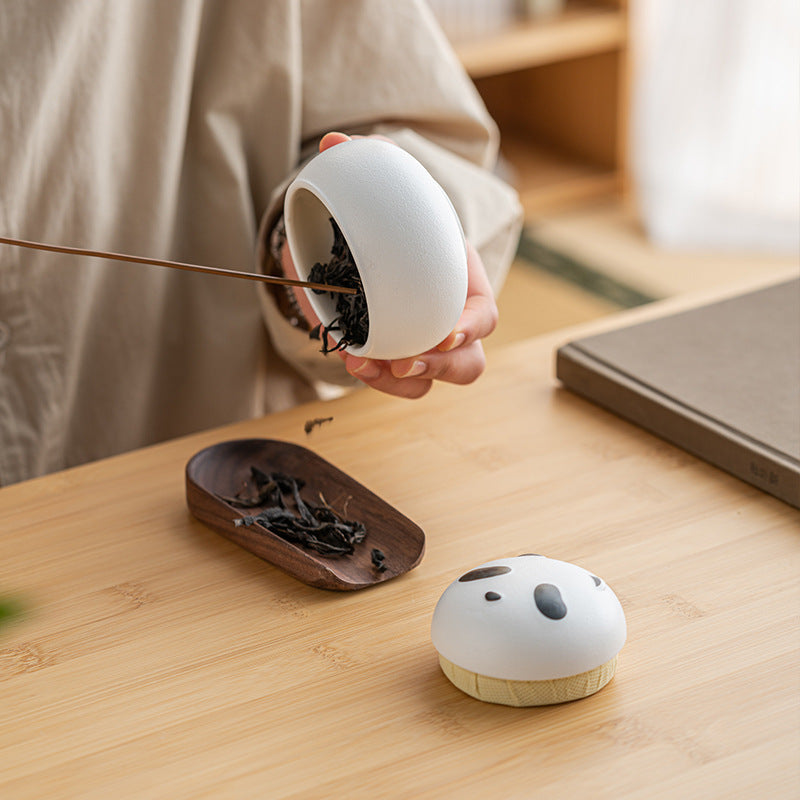 Artisanal Animal-Shaped Ceramic Tea Storage Jar with Gift Box - 140ml Capacity, Textured Finish(white) - Product image 4