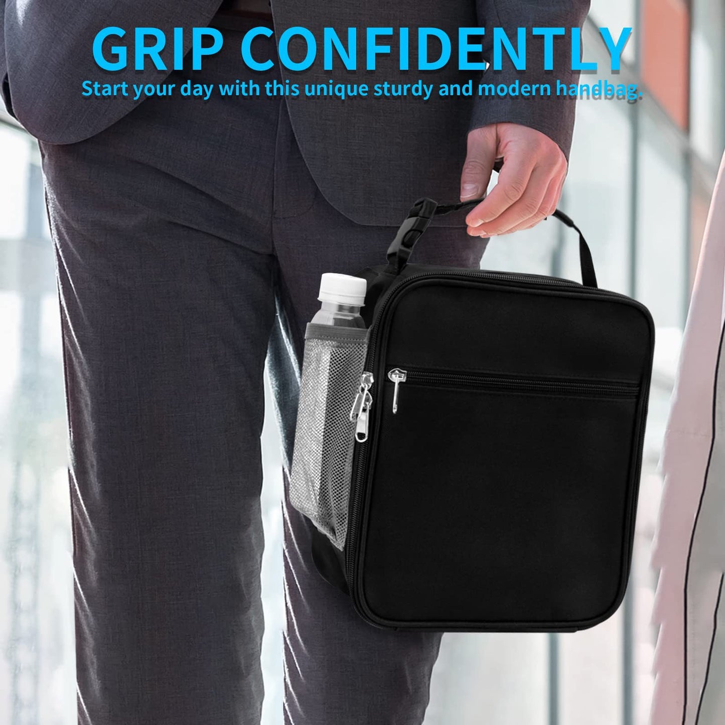 Navy Blue Portable Insulated Lunch Bag - Large Capacity Thermal Cooler Tote with Shoulder Strap for Work, School, and Picnic - Product image 3