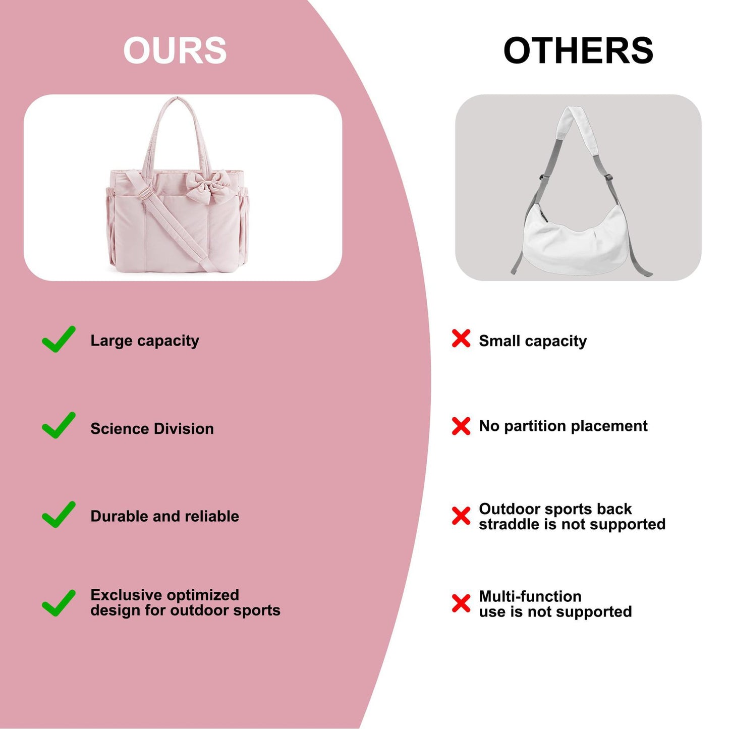 Camel Women's Quilted Puffer Tote Bag Large Capacity Lightweight Bow Handbag with Shoulder Strap 42cm for Gym Travel & Baby Care - Product image 4