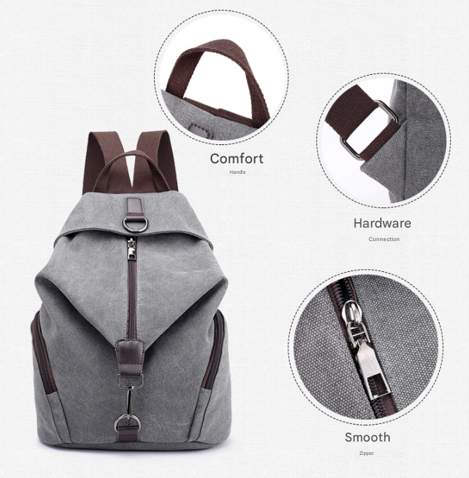 Black Women's Vintage Canvas Backpack Casual Daypack Retro College School Bag Large Capacity Rucksack for Travel Work & Daily Use - Product image 3