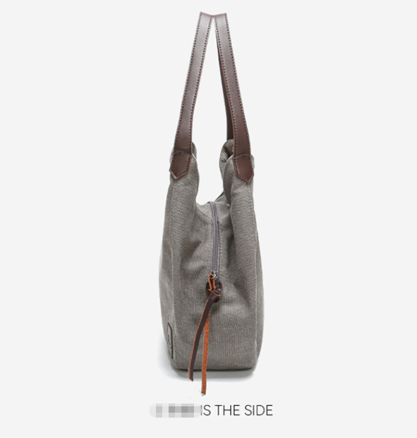 Grey Women's Canvas Hobo Handbag Multi-Compartment Shoulder Tote Bag Minimalist Casual Purse 30cm for Work Shopping & Travel - Product image 4