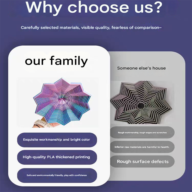 2-Pcs Laser Green Smart 3D Printed Fidget Toy - Hexagonal Illusion Folding Desk Toy for Stress Relief & Focus - Product image 4