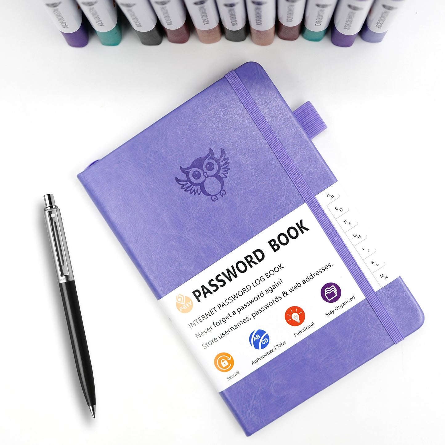 Rose Gold Password Log Book with Alphabetical Tabs Internet Address Organizer Small PU Leather Notebook with Owl Design Pen Holder and Inner Pocket Ideal for Home and Office - Product image 11