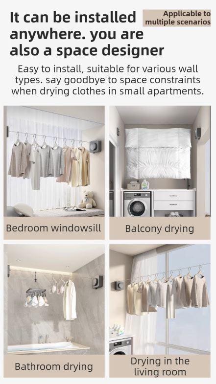 White 4.2M Heavy Duty Invisible Retractable Clothesline - Rustproof & Drill-Free Laundry Hanger with 20kg Load Capacity - Product image 6