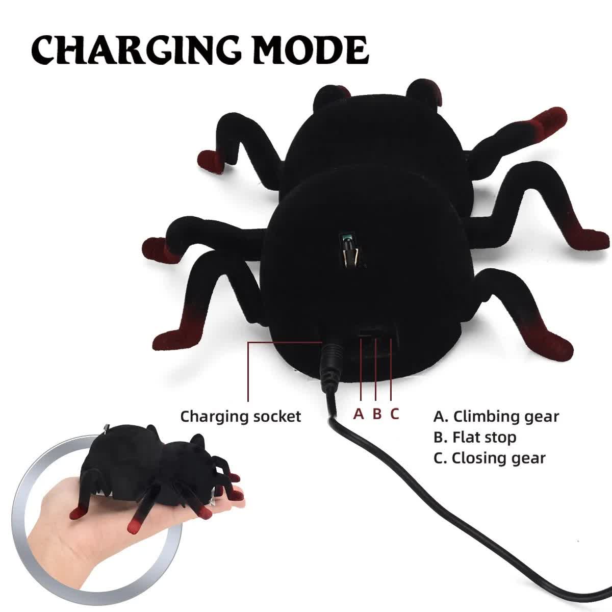 RC Wall Climbing Spider Toy Realistic Fuzzy Tarantula Anti-Gravity Remote Control Prank Bug with LED Eyes Rechargeable Gift for Kids - Product image 9