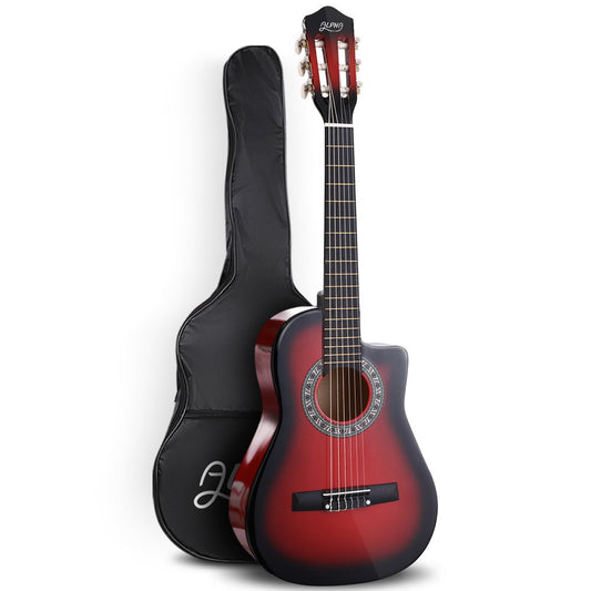 Alpha 34 Inch Classical Guitar Wooden Body Nylon String Beginner Kids Gift Red - Main product image