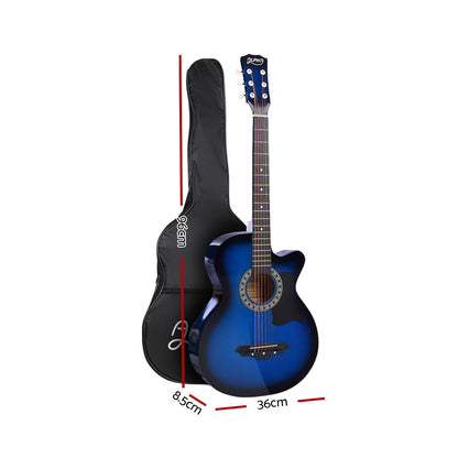 Alpha 38 Inch Acoustic Guitar Wooden Body Steel String Full Size Cutaway Blue - Product image 2