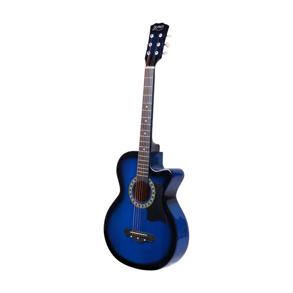 Alpha 38 Inch Acoustic Guitar Wooden Body Steel String Full Size Cutaway Blue - Product image 3