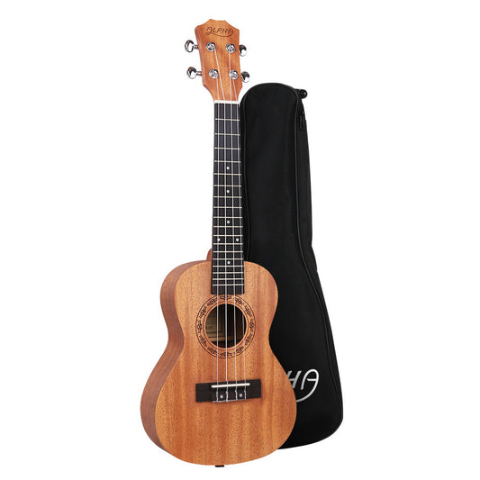 Alpha 23" Ukulele Natural Mahogany Concert Beginner Gift w/ Carry Bag - Main product image