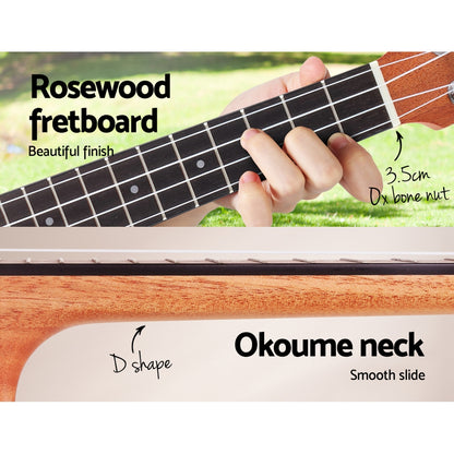 Alpha 23" Ukulele Natural Mahogany Concert Beginner Gift w/ Carry Bag - Product image 6