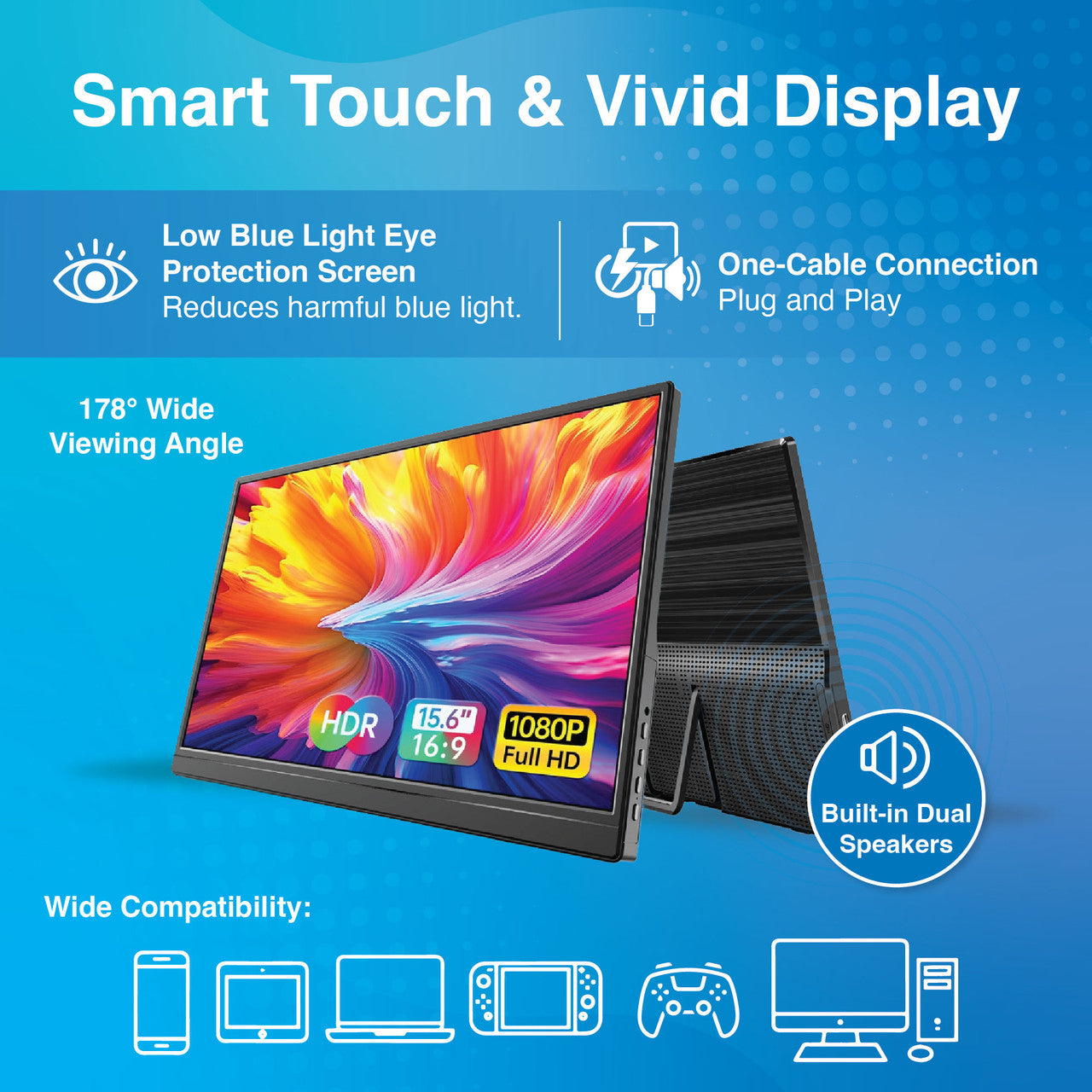 Laser 15.6 Portable Monitor with touch screen