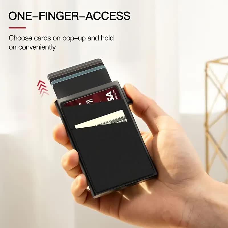 Contemporary Acrylic RFID Blocking Card Holder - Minimalist Business Wallet for Men, Automatic Pop-Up, 1pc - Main product image
