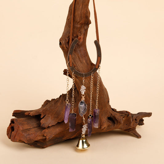 Crystal Lucky Horseshoe Charm Pendant-amethyst - Main product image