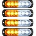 LED Amber Strobe Lights Vehicle Emergency Strobe Lights for Trucks LED Flashing Car Lights Windshield Lights Bars Hazard Shiny Mount Lights with Pads Screws for off Road Car(4 Pieces) - Main product image