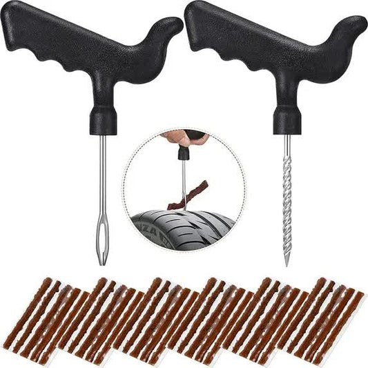 32 Pieces Tire Repair Kit with Plug Tire Plug Kit Tire Plug Repair Kit T Handle Tire Repair Tools to Fix Punctures and Plug Flats for Truck, Rv, SUV, ATV, Motorcycle, Car, Tractor, Trailer - Main product image