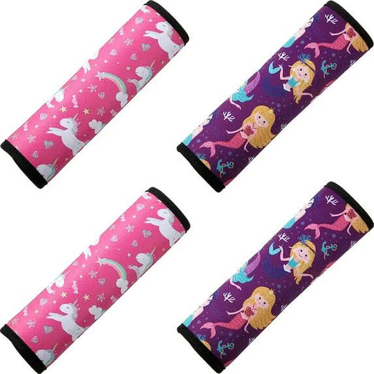 4 Pieces Kids Car Seat Belt Cover Safety Car Seat Belt Pad Cushion Shoulder Protector for Baby Boys Girls Children, Mermaid and Unicorn - Main product image