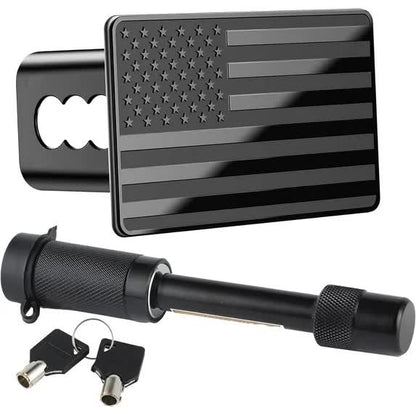 Tow Hitch Cover, Heavy American Flag Metal Trailer Hitch Cover for 2 Inch Receivers, Ideal for Truck Accessories with 5/8-Inch Pin Diameter Trailer Hitch Lock - Main product image