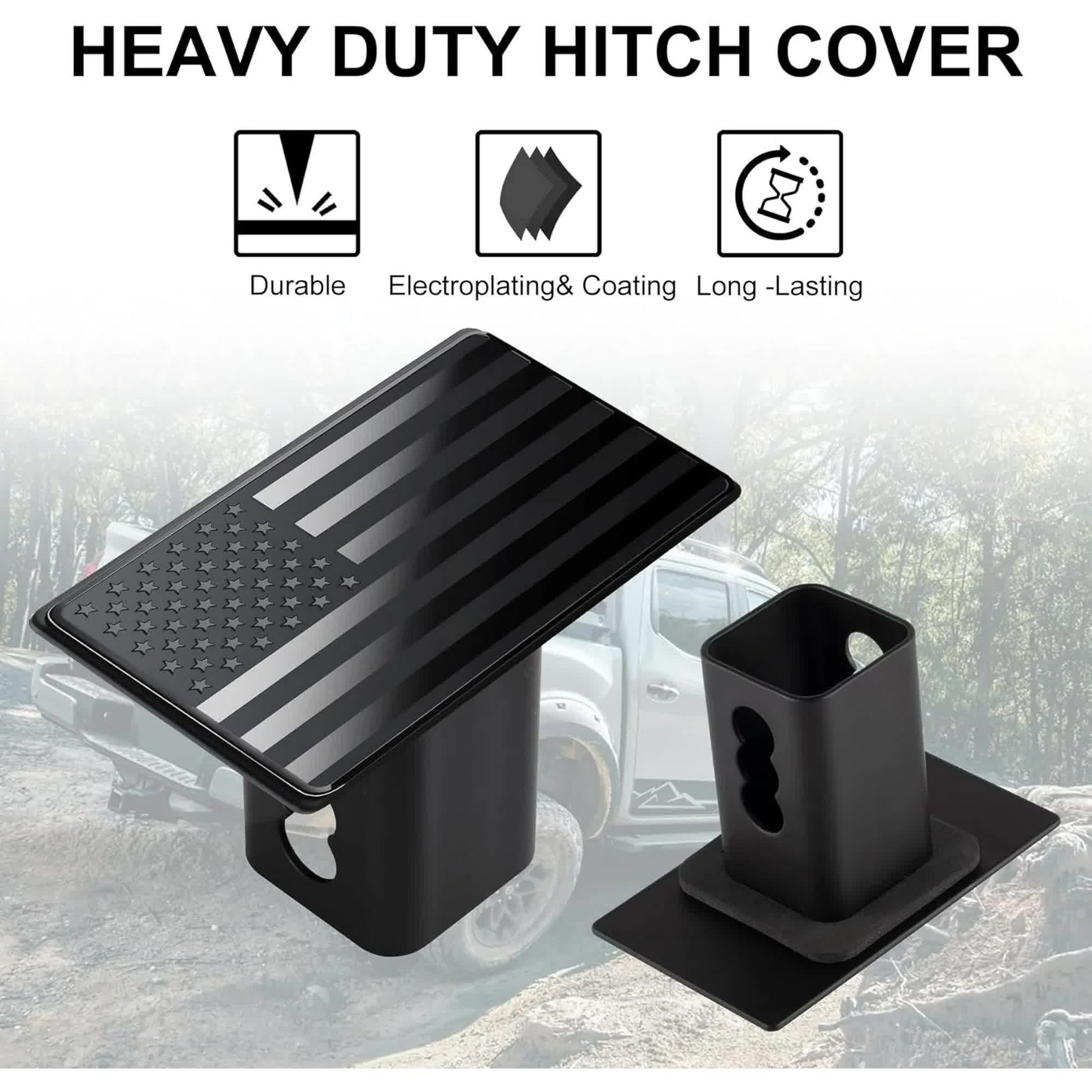 Tow Hitch Cover, Heavy American Flag Metal Trailer Hitch Cover for 2 Inch Receivers, Ideal for Truck Accessories with 5/8-Inch Pin Diameter Trailer Hitch Lock - Product image 4