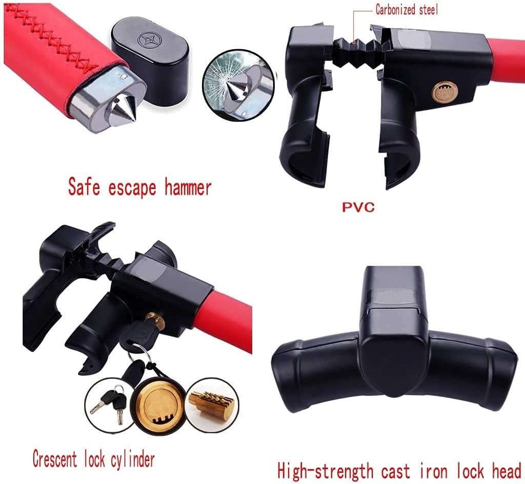 Steering Wheel Lock Strong Heavy Duty Anti-Theft Steering Wheel Lock Anti-Theft Retractable Hook Car Clutch Pedal Lock for Car Truck SUV Van Security with 2 Keys - Product image 3