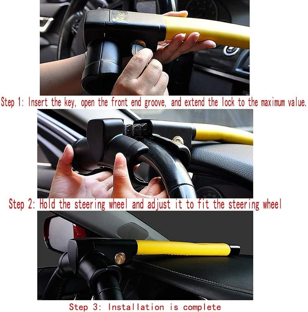 Steering Wheel Lock Strong Heavy Duty Anti-Theft Steering Wheel Lock Anti-Theft Retractable Hook Car Clutch Pedal Lock for Car Truck SUV Van Security with 2 Keys - Product image 4