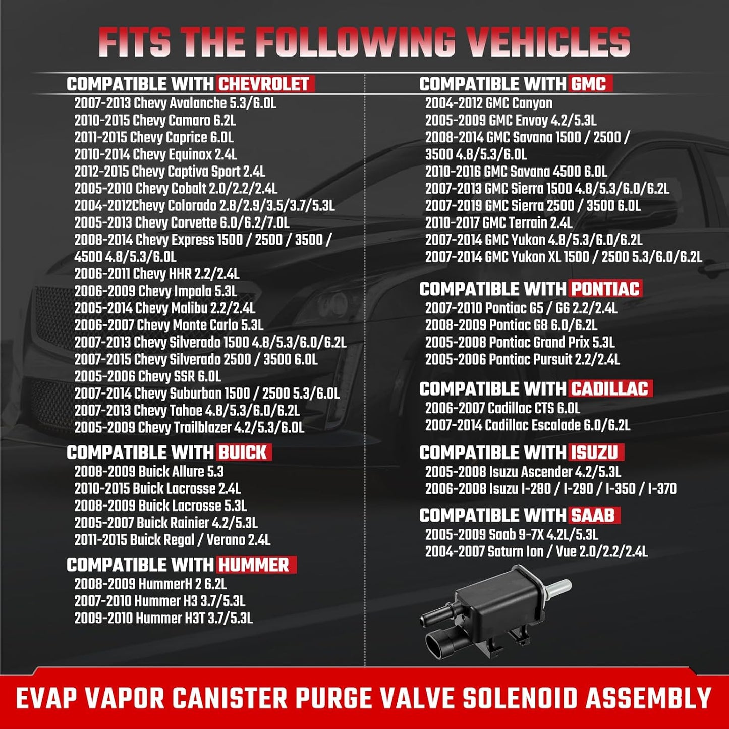 214-1680 Vapor Canister Purge Solenoid Valve Compatible with Buick Chevy Cadillac Pontiac GMC Saturn Replace 911-032 12597341 12597567 12570469 12581349 - Product image 2