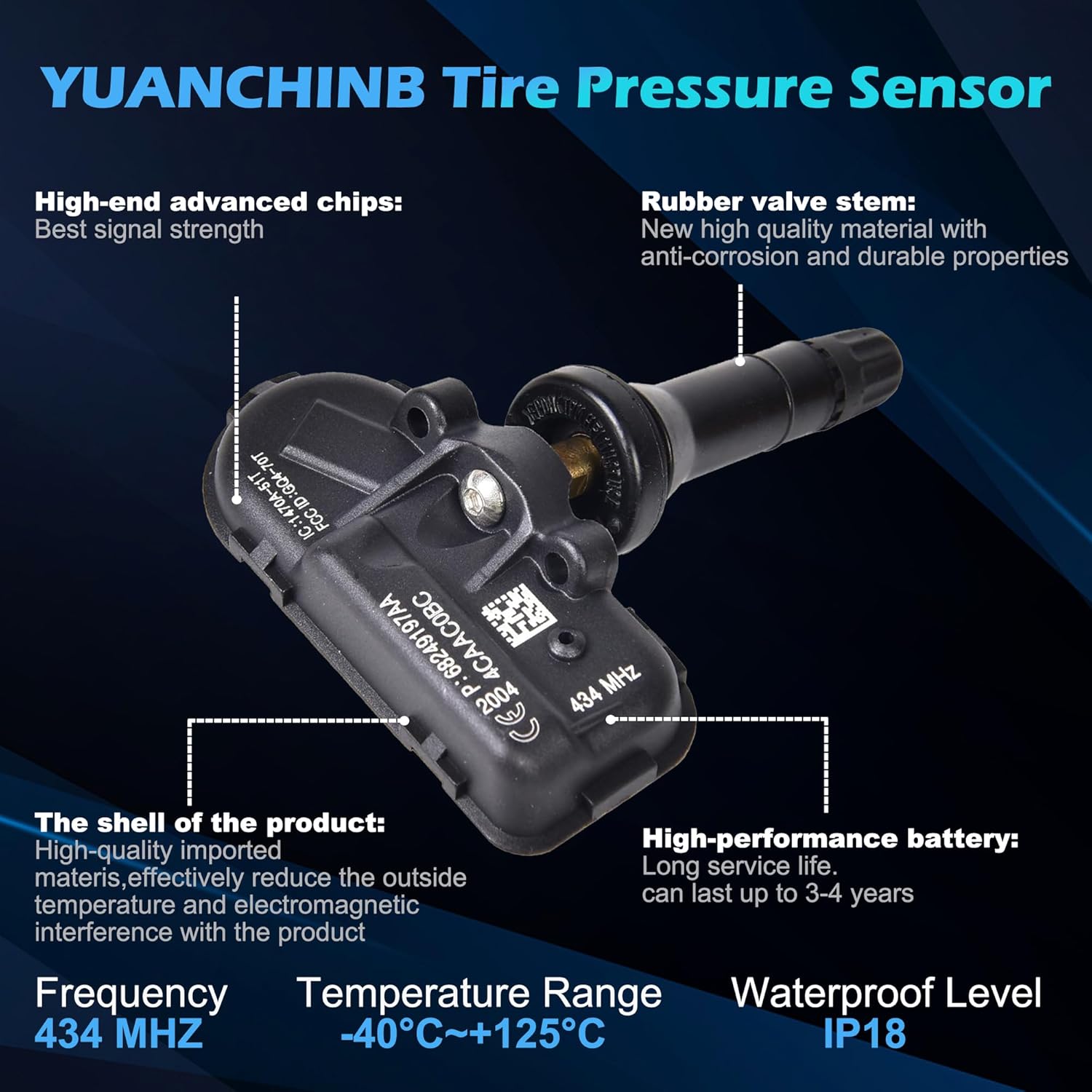 68249197AA TPMS Sensor Dodger RAM, 4-Pack 434MHz Tire Pressure Monitoring System Sensors Compatible with 2014-2018 Dodge Ram 1500 2500 3500 Jeep Cherokee Replaces 68239720AA 68157568AA - Product image 2