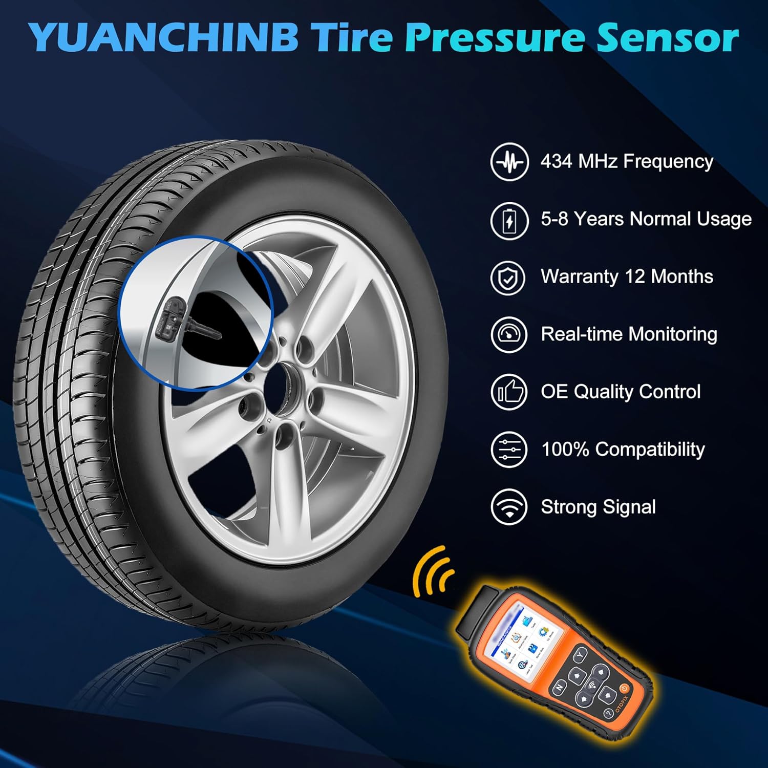 68249197AA TPMS Sensor Dodger RAM, 4-Pack 434MHz Tire Pressure Monitoring System Sensors Compatible with 2014-2018 Dodge Ram 1500 2500 3500 Jeep Cherokee Replaces 68239720AA 68157568AA - Product image 3