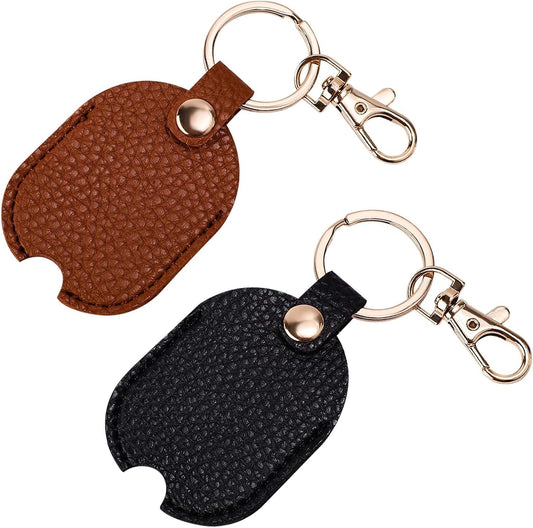 2pcs Leather Car Key Sleeve for Broken Car Key, Vintage Broken Car Key Loop Holder Replacement Pu Leather Keychain Protector with Iron Key Ring Auto Key Cover for Men and Women - Main product image