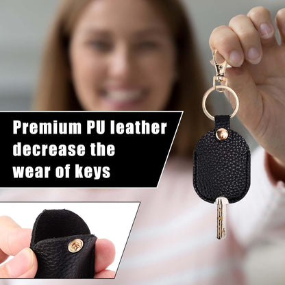Leather Car Key Sleeve, Broken Loop Replacement PU Keychain Protector With Iron Ring, Auto House Cover - Product image 3