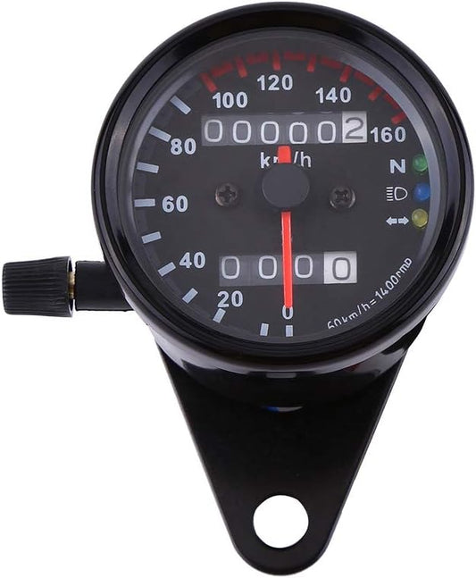 Motorcycle Odometer Speedometer Gauge Signal Dual Digital Display KM/H Universal 1pc(Black) - Main product image