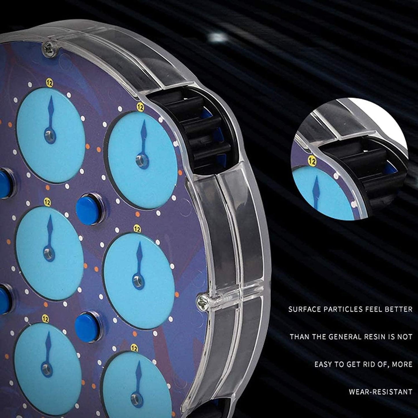 Speed Cube Clock M Magic Clock Transpsarent Blue Speed Clock Puzzle Educational Fidget Cube 3D Puzzle Toy - Product image 3