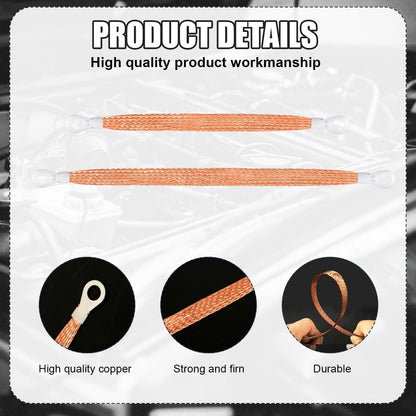 10pcs Universal Automotive Ground Straps, 10/12 inch Engine Ground Strap Kit Braided Copper Ground Straps Automotive Ground Strap Wire Ground Strap Connectors for Most Cars (Copper) - Product image 3