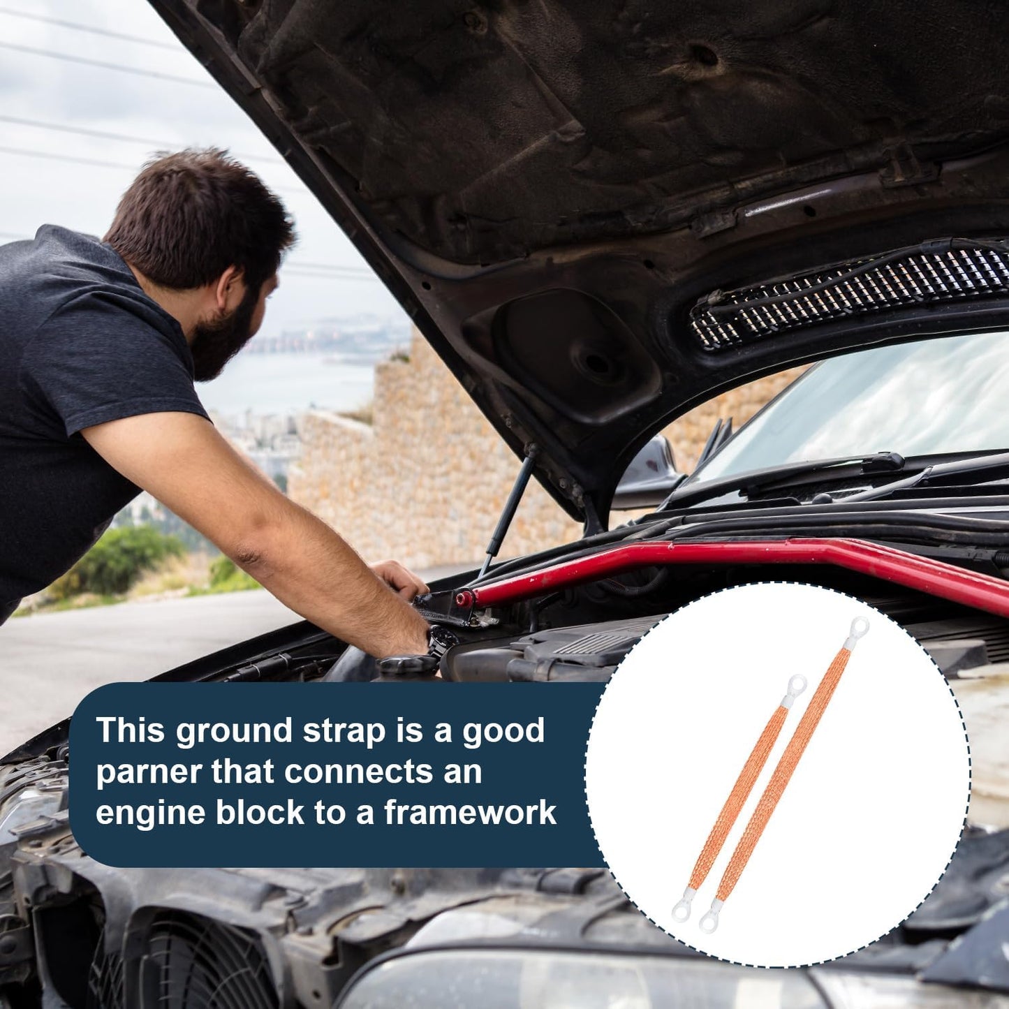 10pcs Universal Automotive Ground Straps, 10/12 inch Engine Ground Strap Kit Braided Copper Ground Straps Automotive Ground Strap Wire Ground Strap Connectors for Most Cars (Copper) - Product image 4