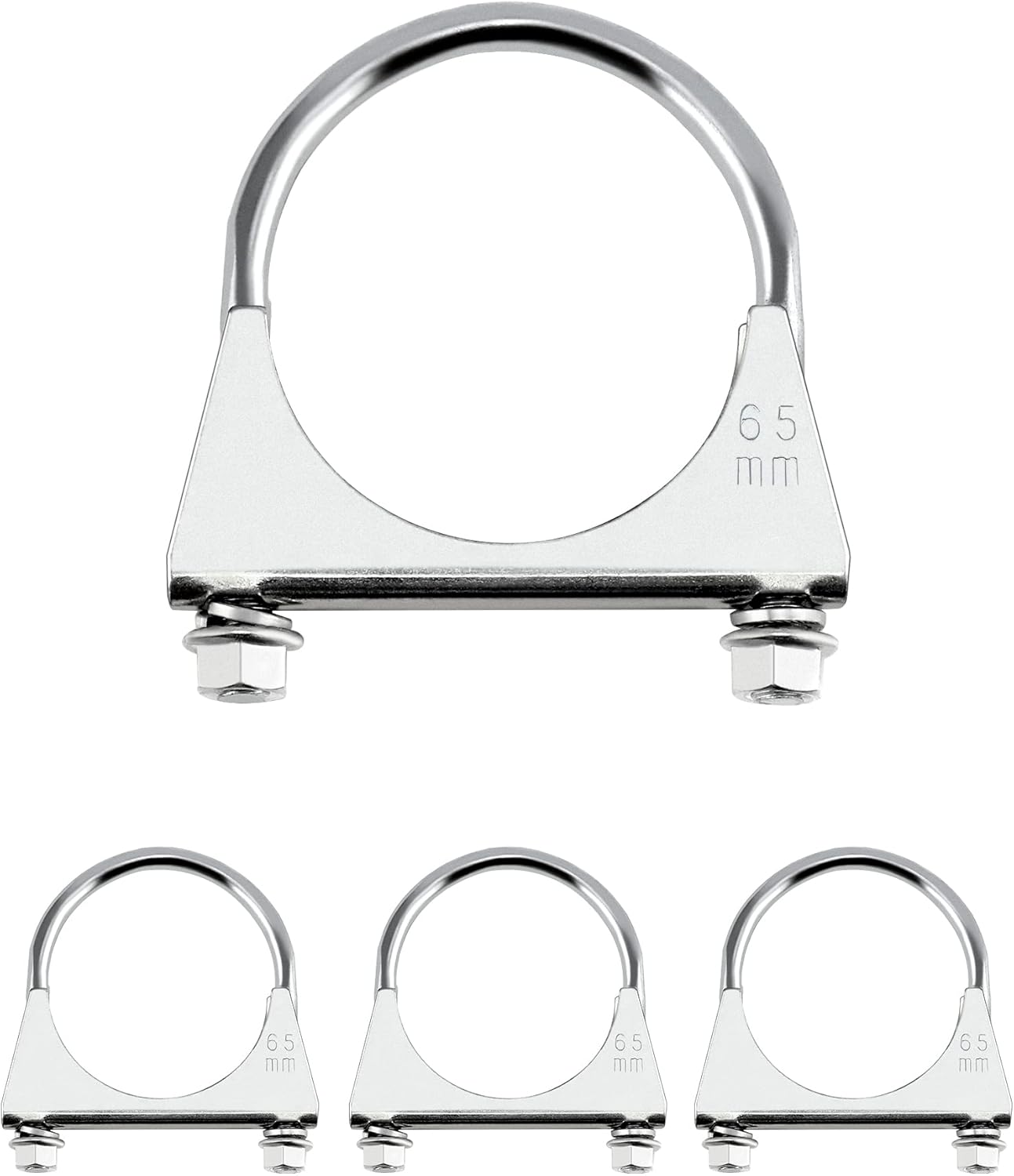 Stainless Steel U-Bolt Muffler/Exhaust Clamp (2.5" Diameter), 4 Pack U-Bolt Muffler Tip Exhaust Hook - Main product image