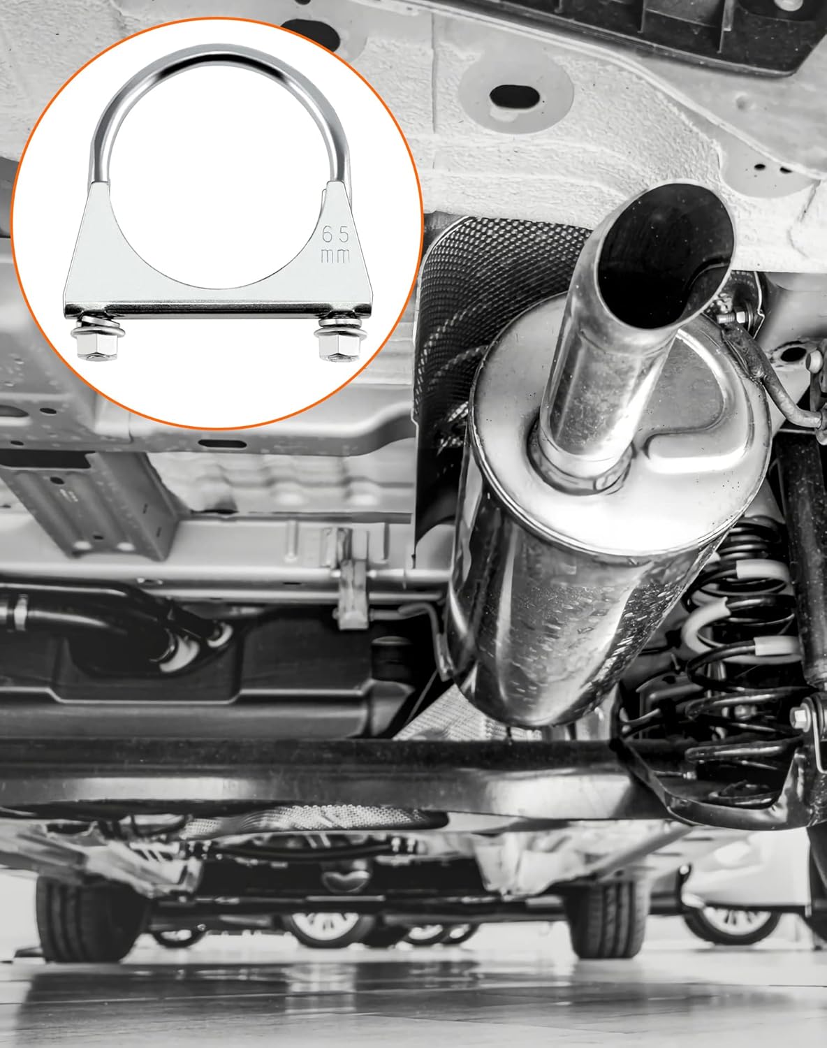 Stainless Steel U-Bolt Muffler/Exhaust Clamp (2.5" Diameter), 4 Pack U-Bolt Muffler Tip Exhaust Hook - Product image 4